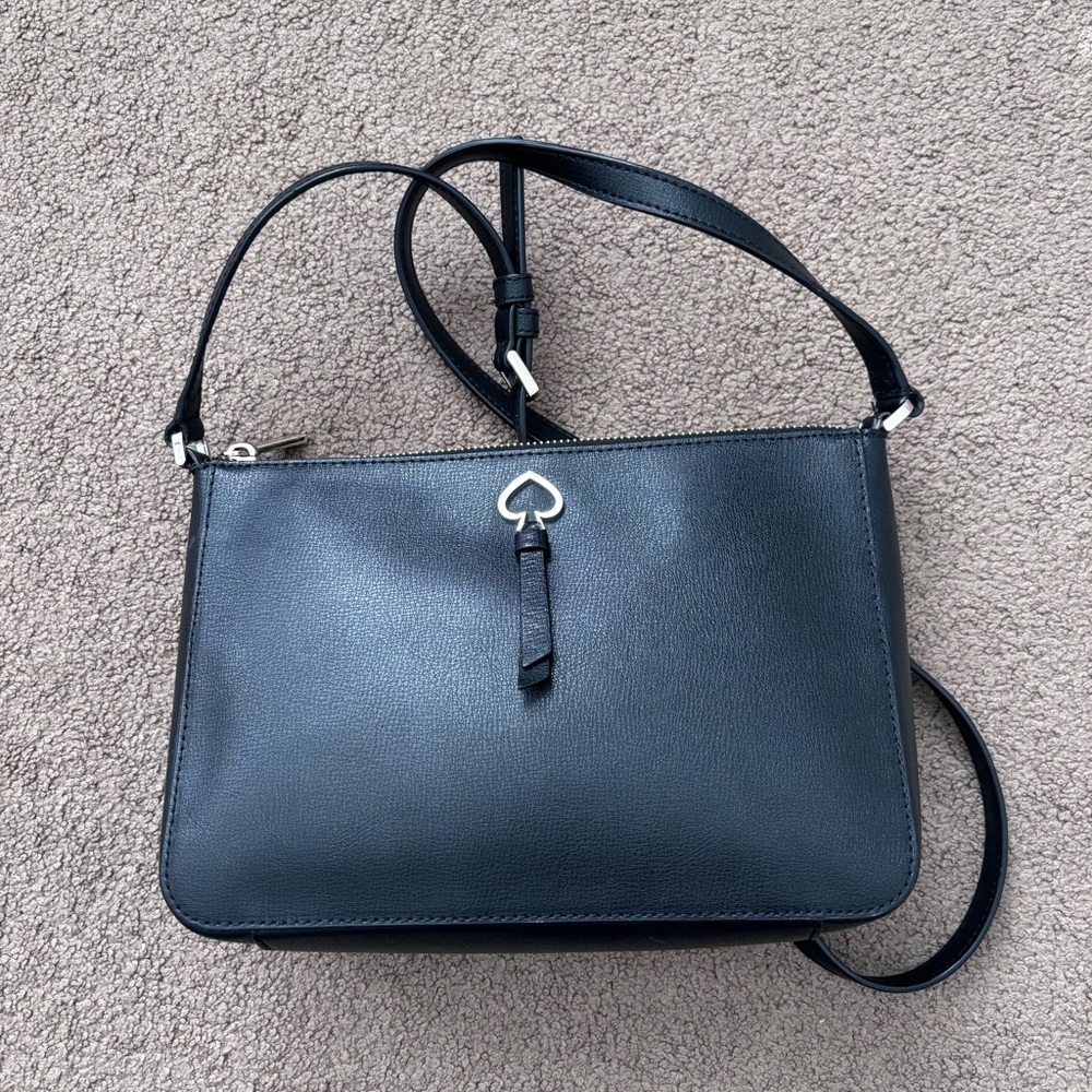 Kate Spade Black Leather Crossbody Bag Adjustable Strap Classic Everyday Purse